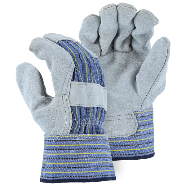 Majestic Glove 1501A/10 Side Cowhide Leather Palm Work Gloves, L