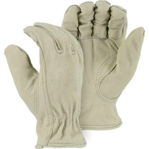 Majestic Glove 1510P/8 Top Grain Pigskin Drivers Gloves, Beige, S
