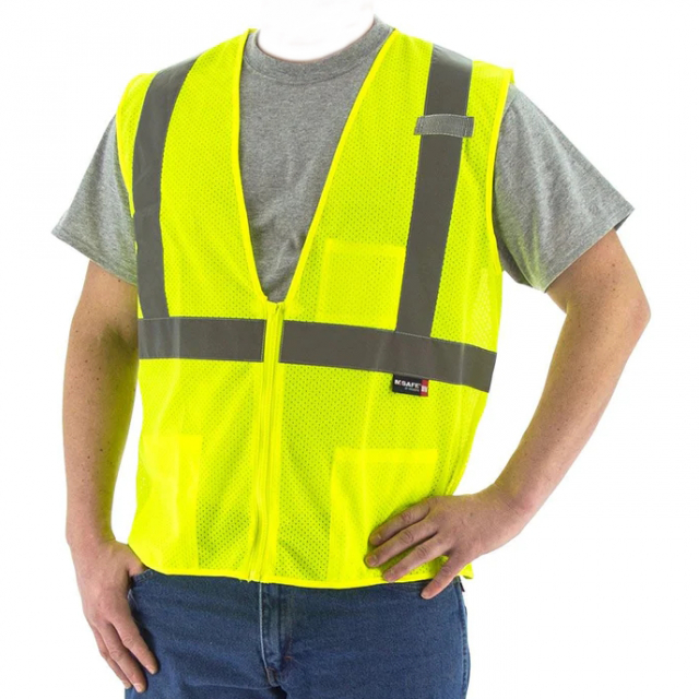 Majestic Glove 75-3201/X1E High Visibility Mesh Vest, Yellow, X1