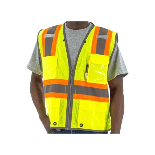 Majestic Glove 75-3225/L Vest with Two-Tone DOT Striping, Yellow, L