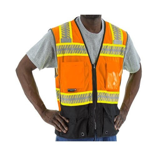 Majestic Glove 75-3240/X5 Mesh Vest, Reflective Striping, Orange, X5