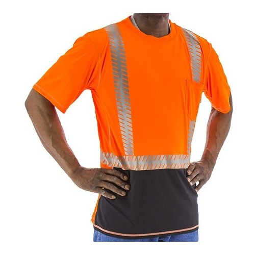Majestic Glove 75-5218/L Shirt with Reflective Striping, Orange, L