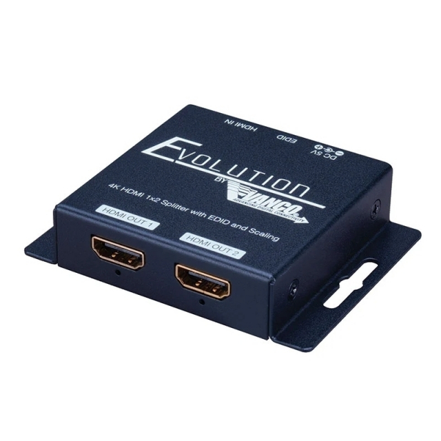 Vanco EVSP12SC Evolution 4K HDMI 1x2 Splitter with EDID and Scaling
