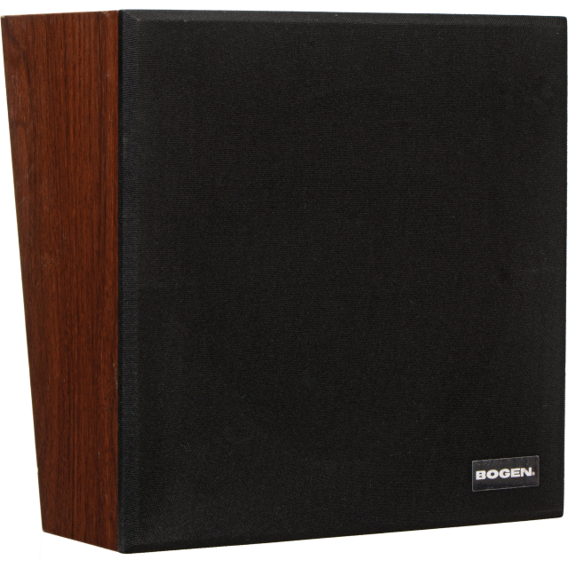 Bogen WBS8T725V 8" 4W Loudspeaker in Wall Baffle Walnut, 6" Wire Leads, Volume Control
