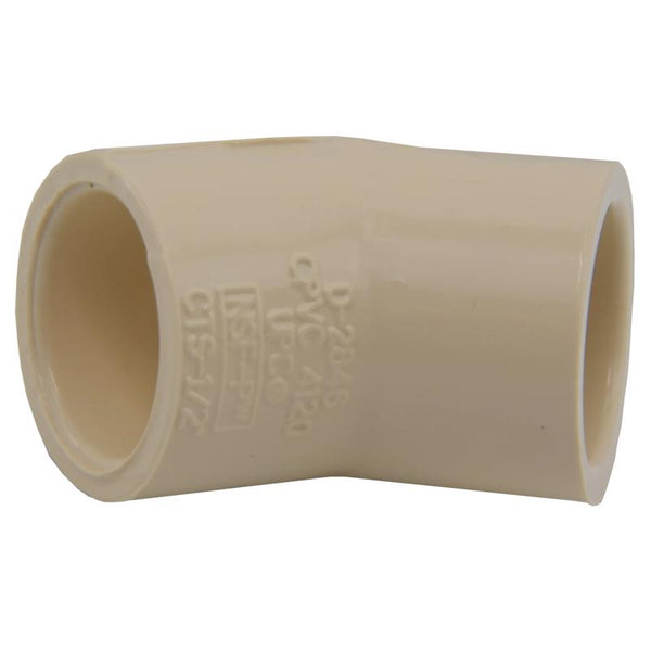 Charlotte Pipe Schedule 40 1/2 in. Socket x 1/2 in. Dia. Socket CPVC 45 Degree Elbow (Pack of 25)