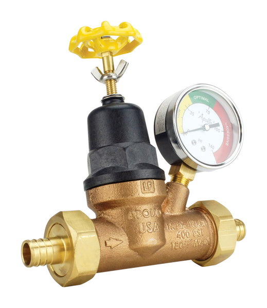 Apollo Bronze 25 to 75 PSI Lead-Free 2-Union PEX Water Pressure Regulator with Gauge 3/4 in.