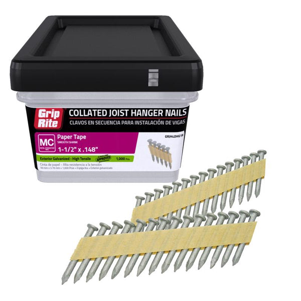 Grip-Rite 1-1/2 in. Paper Strip Joist Hanger Nails 33 deg. Smooth Shank 1000 pk