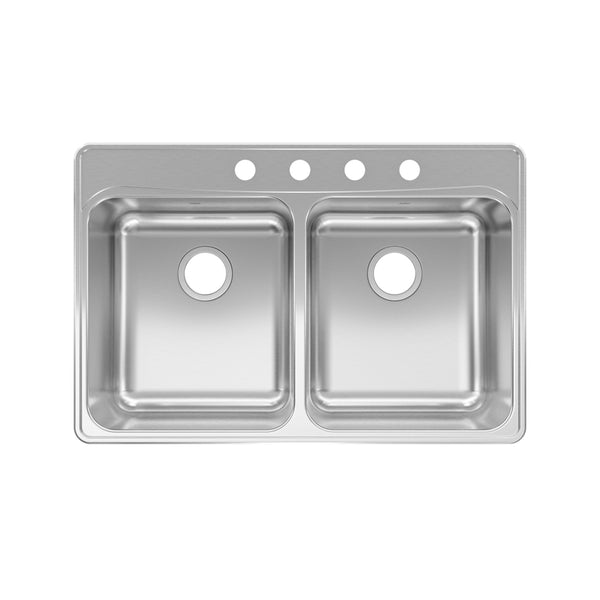 Kindred Creemore Stainless Steel Top Mount 33 in. W X 22 in. L Double Bowl Kitchen Sink Silver