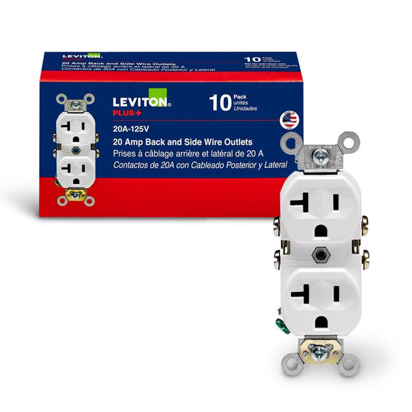 Leviton 20 amps 125 V Duplex White Outlet 5-20R 10 pk