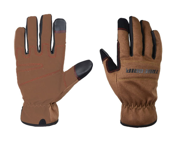 True Grip Black/Brown Indoor/Outdoor Canvas Men's Work Gloves XL